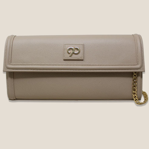 90 Feet Kaya Clutch Bag in Premium Genuine Leather (Beige)